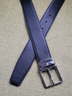 Mont Blanc Men's Grain Leather Belt